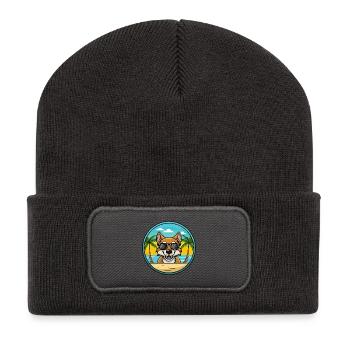 Tiroler Bracke Hunderasse Cartoon Sonnenbrille Strand - Recycelte Patch Beanie - Dunkelgrau - Vorne