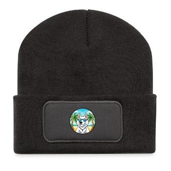 White Shepherd Dog Breed Cartoon Sunglasses Beach - Recycled Patch Beanie - dark grey - Front
