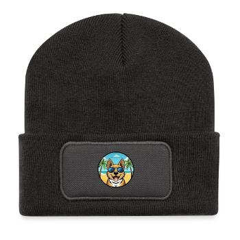 South Russian Ovcharka Dog Breed Cartoon Beach - Recycled Patch Beanie - dark grey - Front