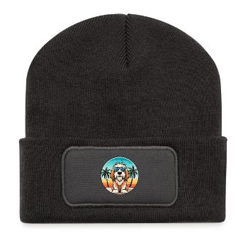 Petit Basset Griffon Vendeen Hunderasse Karikatur - Recycelte Patch Beanie - Dunkelgrau - Vorne