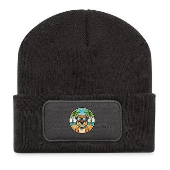 Majestätische Baumhund Hunderasse Cartoon Sonnenbrille - Recycelte Patch Beanie - Dunkelgrau - Vorne