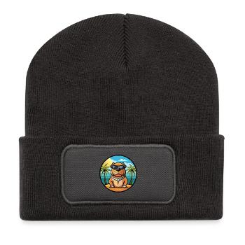 Kumaon Mastiff Hunderasse Cartoon Sonnenbrille Strand - Recycelte Patch Beanie - Dunkelgrau - Vorne