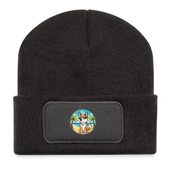 Karelo Finnische Laika Hunderasse Cartoon Sonnenbrille - Recycelte Patch Beanie - Dunkelgrau - Vorne