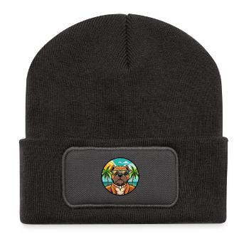 Bordeauxdogge Hunderasse Cartoon Sonnenbrille Strand - Recycelte Patch Beanie - Dunkelgrau - Vorne