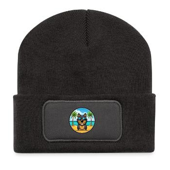 Schwarzwälder Laufhund Hunderasse Cartoon Sonnenbrille - Recycelte Patch Beanie - Dunkelgrau - Vorne