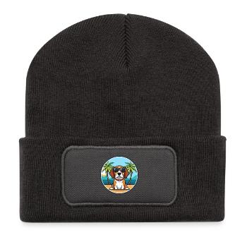 Beagle Hunderasse Cartoon Sonnenbrille Strand - Recycelte Patch Beanie - Dunkelgrau - Vorne