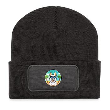 White Shepherd Dog Breed Cartoon Sunglasses Beach - Recycled Patch Beanie - dark grey - Front