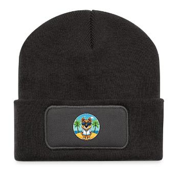 Sporting Lucas Terrier Hunderasse Cartoon Beach - Recycelte Patch Beanie - Dunkelgrau - Vorne