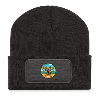 Serbischer Windhund Rasse Cartoon Sonnenbrille Strand - Recycelte Patch Beanie - Dunkelgrau - Vorne