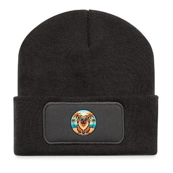 Leonberger Dog Breed Cartoon Sunglasses Beach - Recycled Patch Beanie - dark grey - Front