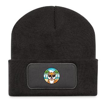 Kishu Ken Hunderasse Cartoon Sonnenbrille Strand - Recycelte Patch Beanie - Dunkelgrau - Vorne
