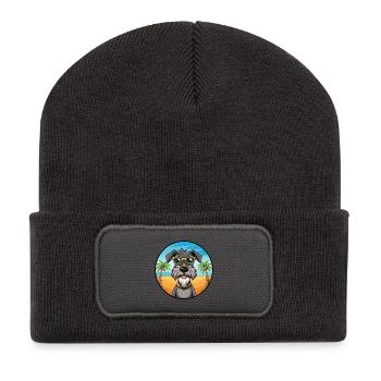 Deutscher Wachtelhund Hunderasse Cartoon Sonnenbrille - Recycelte Patch Beanie - Dunkelgrau - Vorne