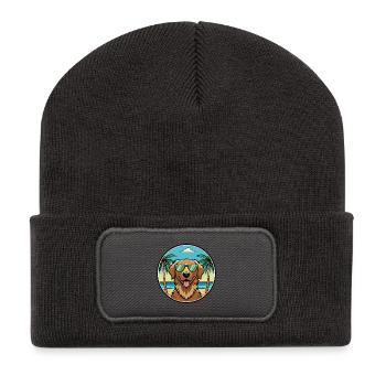Chesapeake Bay Retriever Hunderasse Cartoon Beach - Recycelte Patch Beanie - Dunkelgrau - Vorne