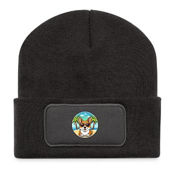 Corgi Dog Breed Cartoon Sunglasses Beach - Recycled Patch Beanie - dark grey - Front