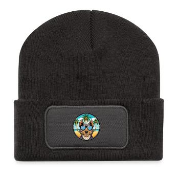 Beauceron Hunderasse Cartoon Sonnenbrille Strand - Recycelte Patch Beanie - Dunkelgrau - Vorne