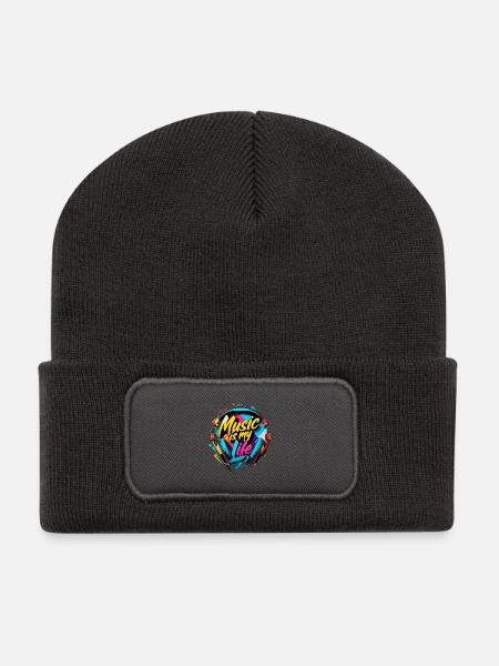 Music is my Life - Recycelte Patch Beanie - Dunkelgrau