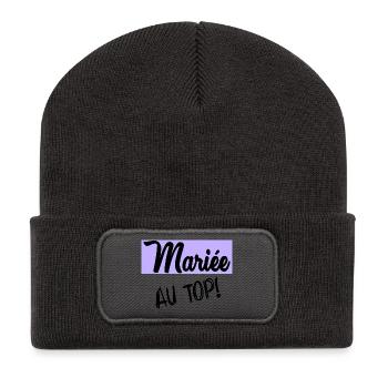 ZUKÜNFTIGE BRAUT. Junggesellinnenabschied. HOCHZEIT - Recycelte Patch Beanie - Dunkelgrau - Vorne