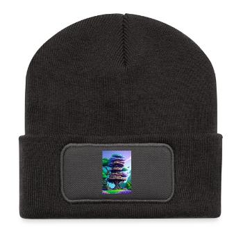 Treehouse Purple - Recycelte Patch Beanie - Dunkelgrau - Vorne