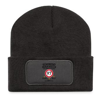 97. Geburtstag Schonend Behandeln Oldtimer Ist 97 - Recycelte Patch Beanie - Dunkelgrau - Vorne