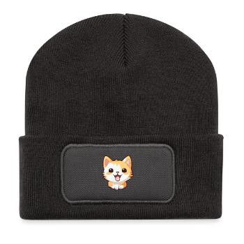 Pixie Bob Katze Cartoon Aquarell Illustration - Recycelte Patch Beanie - Dunkelgrau - Vorne