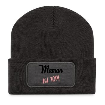 FÊTE DES MÈRES. BONNE FÊTE MAMAN. MAMAN - Beanie recyclé à patch - charbon - Devant