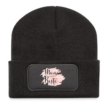 Mama du bist die Beste der Welt - Recycelte Patch Beanie - Dunkelgrau - Vorne