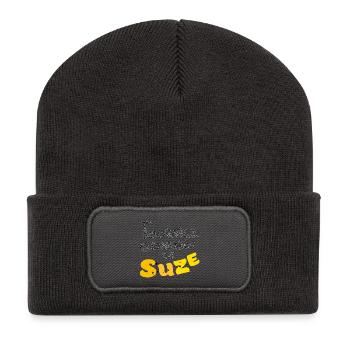 Suzee funny - Beanie recyclé à patch - charbon - Devant