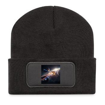 Futuristische Raumfahrt-Illusion - Recycelte Patch Beanie - Dunkelgrau - Vorne