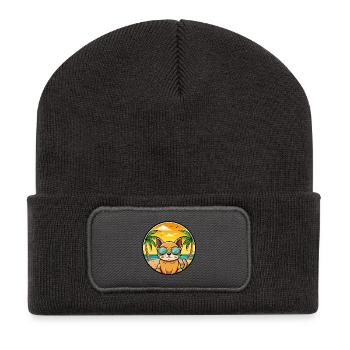 Burmaische Katze Rasse Cartoon Sonnenbrille Strand - Recycelte Patch Beanie - Dunkelgrau - Vorne