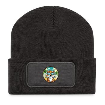 Tiger Cat Breed Cartoon Sunglasses Beach - Recycled Patch Beanie - dark grey - Front