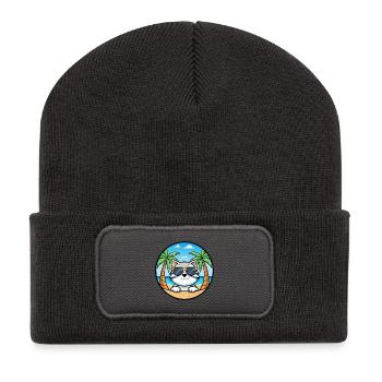Schneeschuh Katze Rasse Cartoon Sonnenbrille Strand - Recycelte Patch Beanie - Dunkelgrau - Vorne