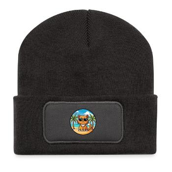Ginger Longhair Cat Breed Cartoon Sunglasses Beach - Recycled Patch Beanie - dark grey - Front