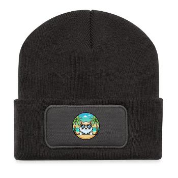 Himalaya-Katzenrasse Cartoon-Sonnenbrille Strand - Recycelte Patch Beanie - Dunkelgrau - Vorne