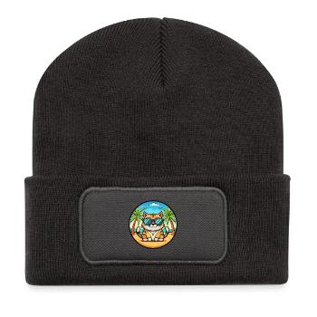 Amerikanische Polydactyl Katzenrasse Cartoon Sonnenbrille - Recycelte Patch Beanie - Dunkelgrau - Vorne