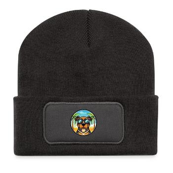 Rottweiler Hund Cartoon Sommer Strand Sonnenbrille - Recycelte Patch Beanie - Dunkelgrau - Vorne