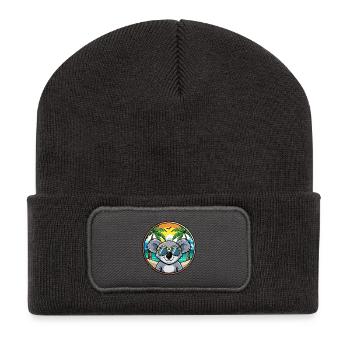 Koala Lustige Cartoon Sommer Strand Sonnenbrille Cool - Recycelte Patch Beanie - Dunkelgrau - Vorne