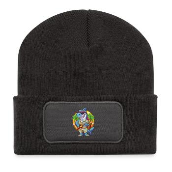Lustige Hai Sommer Strand Sonnenbrille Hawaiianisch - Recycelte Patch Beanie - Dunkelgrau - Vorne