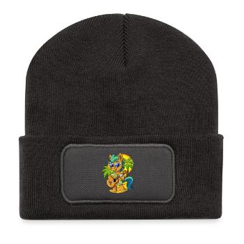 Drôle Pony Dessin Animé Plage D’été Lunettes De Soleil Guitare - Beanie recyclé à patch - charbon - Devant