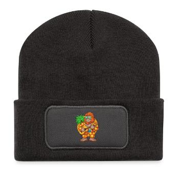 Lustige Bigfoot Cartoon Sommer Strand Sonnenbrille - Recycelte Patch Beanie - Dunkelgrau - Vorne