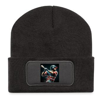 American Baseball Stylish Fan Design - Recycled Patch Beanie - dark grey - Front