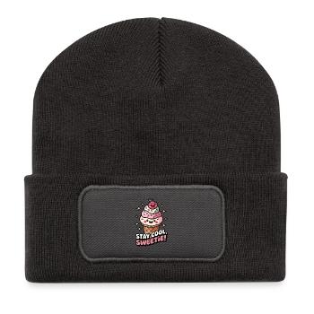 Bleib cool, Süßer! - Recycelte Patch Beanie - Dunkelgrau - Vorne