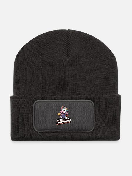 Renne wie ein Einhorn! - Recycelte Patch Beanie - Dunkelgrau