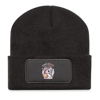 Unicorns Love To Travel! - Recycled Patch Beanie - dark grey - Front