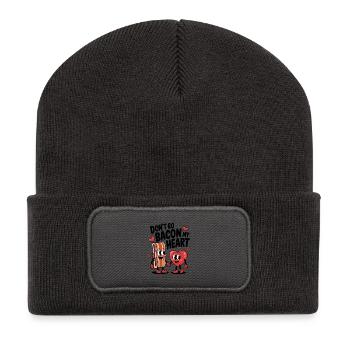 N’allez pas bacon mon cœur - Beanie recyclé à patch - charbon - Devant