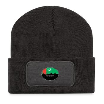 Aschgabat Turkmenistan-Flaggen-Skyline-Schattenbild Trav - Recycelte Patch Beanie - Dunkelgrau - Vorne