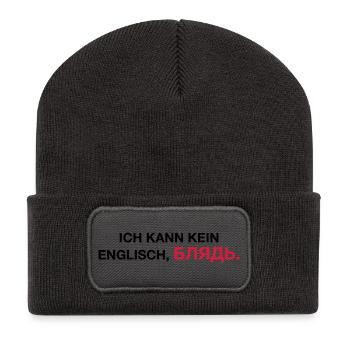 Je ne peux pas parler anglais bljat disant - idée cadeau - Beanie recyclé à patch - charbon - Devant