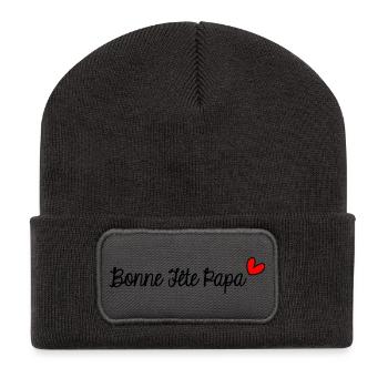FROHER VATERTAG. PAPA. VATERTAG - Recycelte Patch Beanie - Dunkelgrau - Vorne