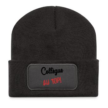COLLEGUE. HUMOUR. RETRAITE. RETRAITE. RETRAITEE - Beanie recyclé à patch - charbon - Devant