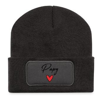 GRANDPA. FATHER'S DAY. HAPPY GRANDPA'S DAY. I LOVE YOU. - Recycled Patch Beanie - dark grey - Front