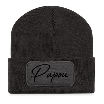 PAPUA. PAPA. VATERTAG. FROHER VATERTAG - Recycelte Patch Beanie - Dunkelgrau - Vorne